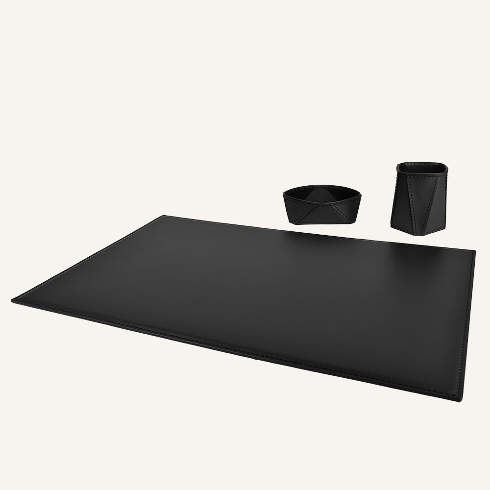Set da scrivania raffinato in cuoio QULUX - Nero