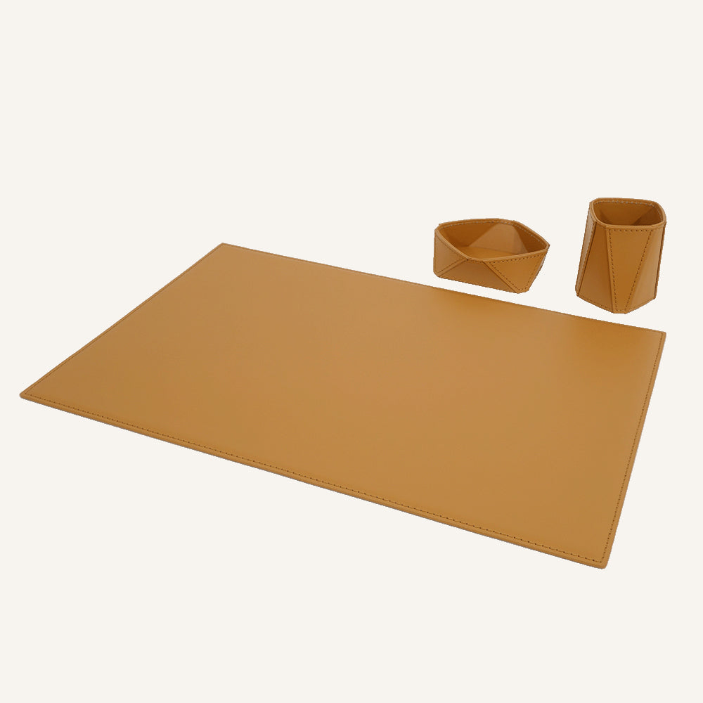 Set da scrivania raffinato in cuoio QULUX - Siena Naturale