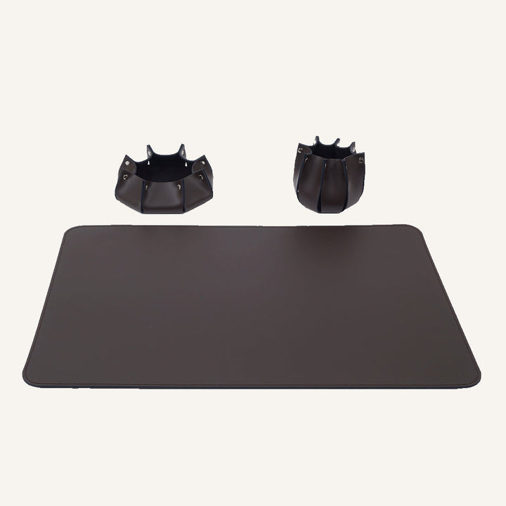 Set scrivania di design in pelle RITLUX - Marrone scuro