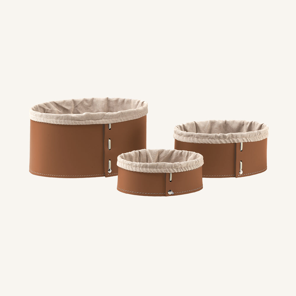 Set contenitori portaoggetti design MARTINA - Marrone, Con sacca