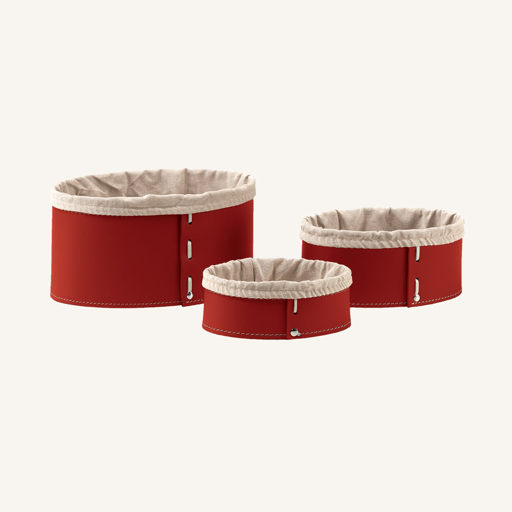 Set contenitori portaoggetti design MARTINA - Rosso, Con sacca