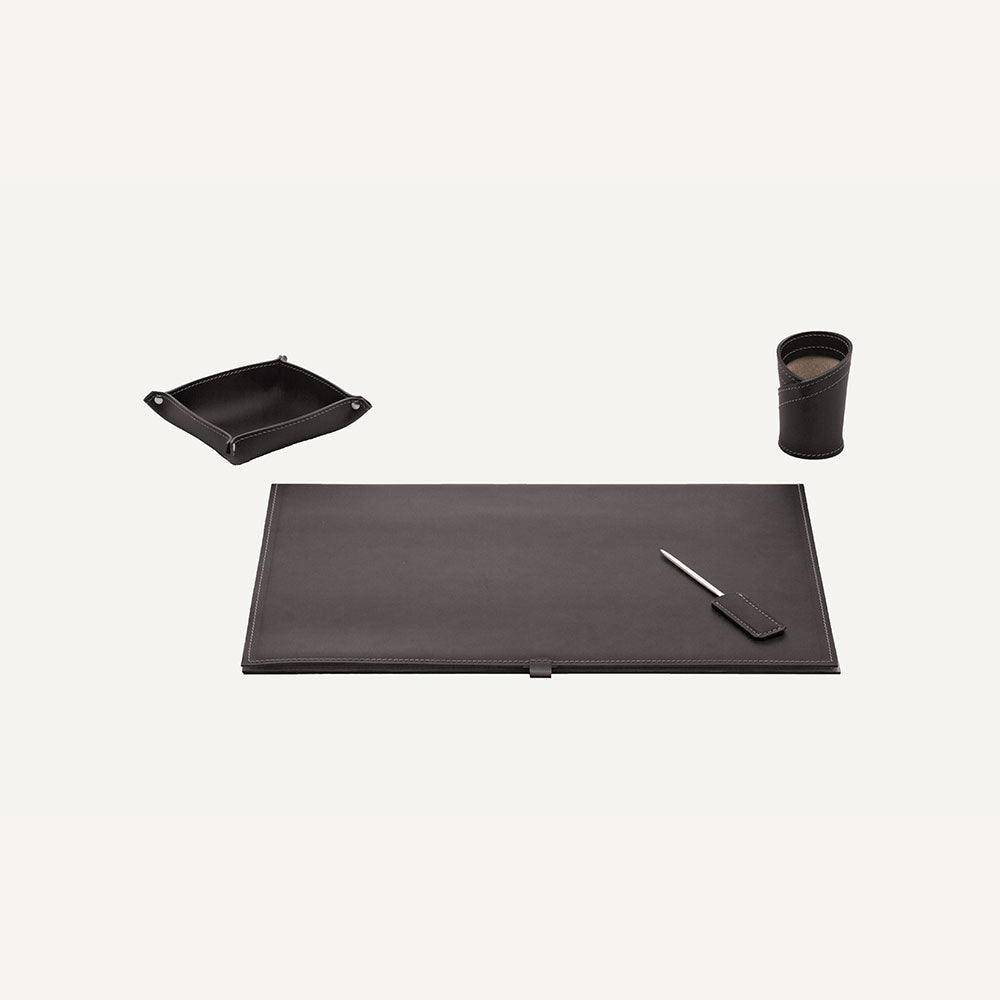 Set completo di accessori da scrivania di design ARISTOTELE 4pz - Marrone scuro