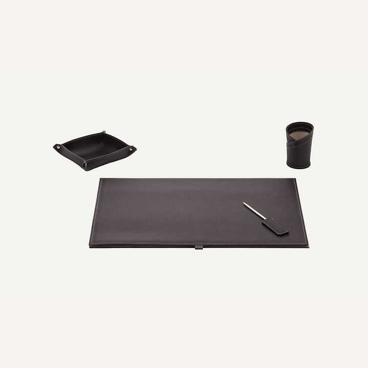 Set completo di accessori da scrivania di design ARISTOTELE 4pz - Marrone scuro