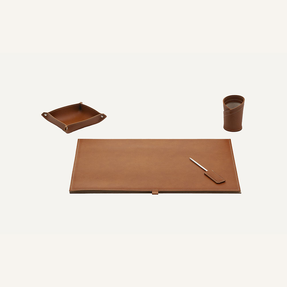 Set completo di accessori da scrivania di design ARISTOTELE 4pz - Marrone
