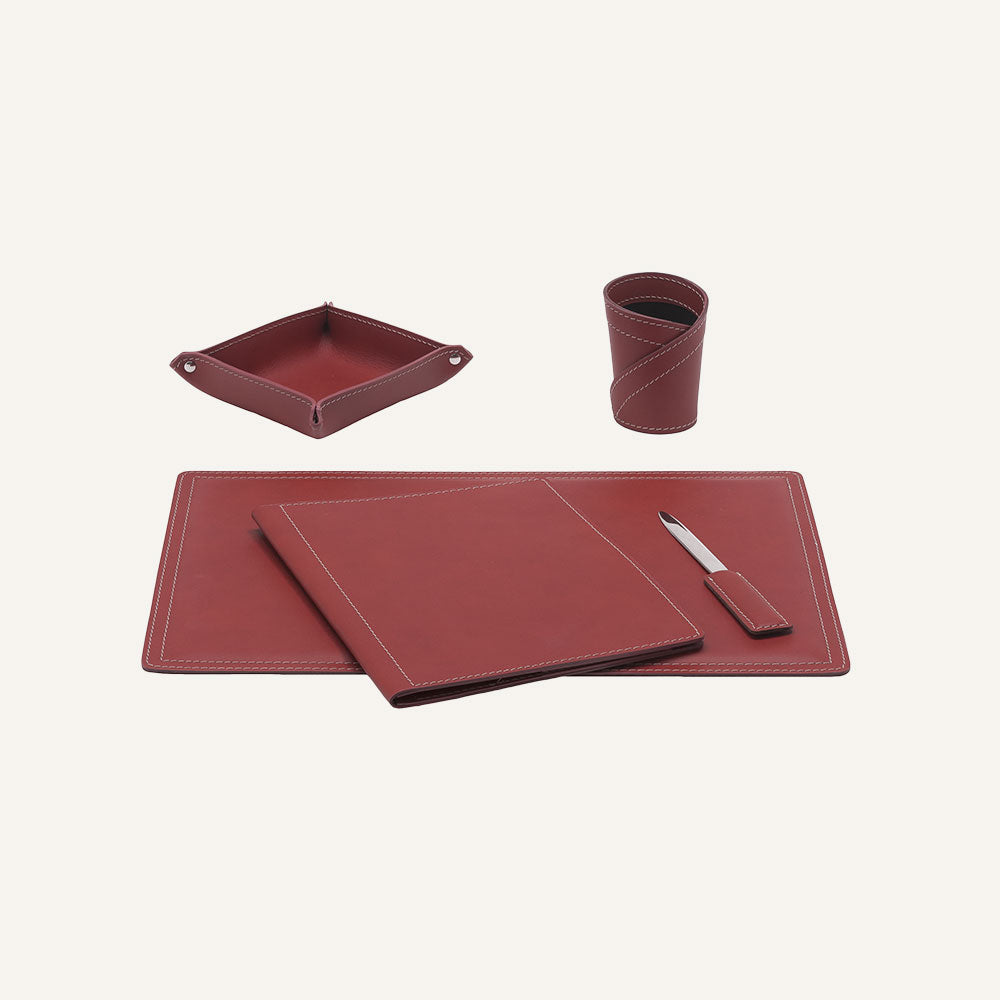 Set di accessori scrivania ASCANIO 5pz. - Bordeaux