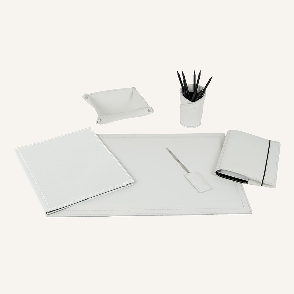 Set di accessori da scrivania ASCANIO 6pz. - Bianco
