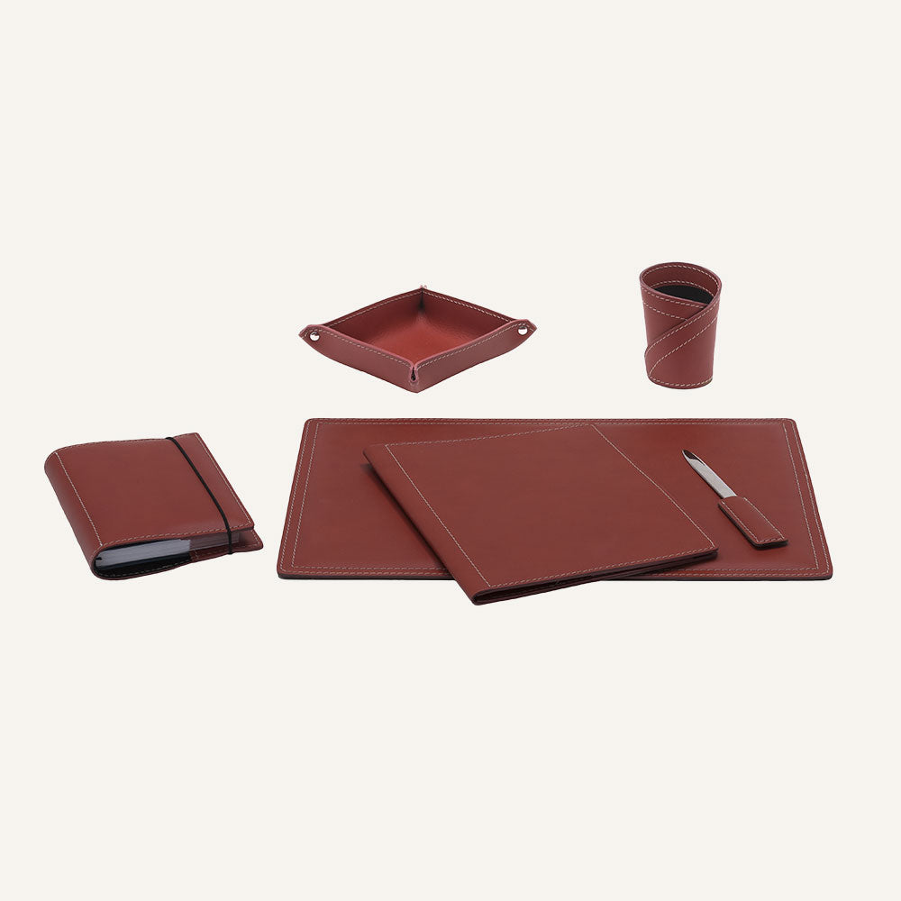 Set di accessori da scrivania ASCANIO 6pz. - Bordeaux