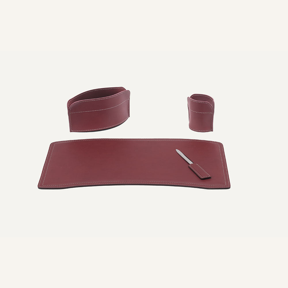 Set completo accessori da scrivania BRANDO 4pz. - Bordeaux