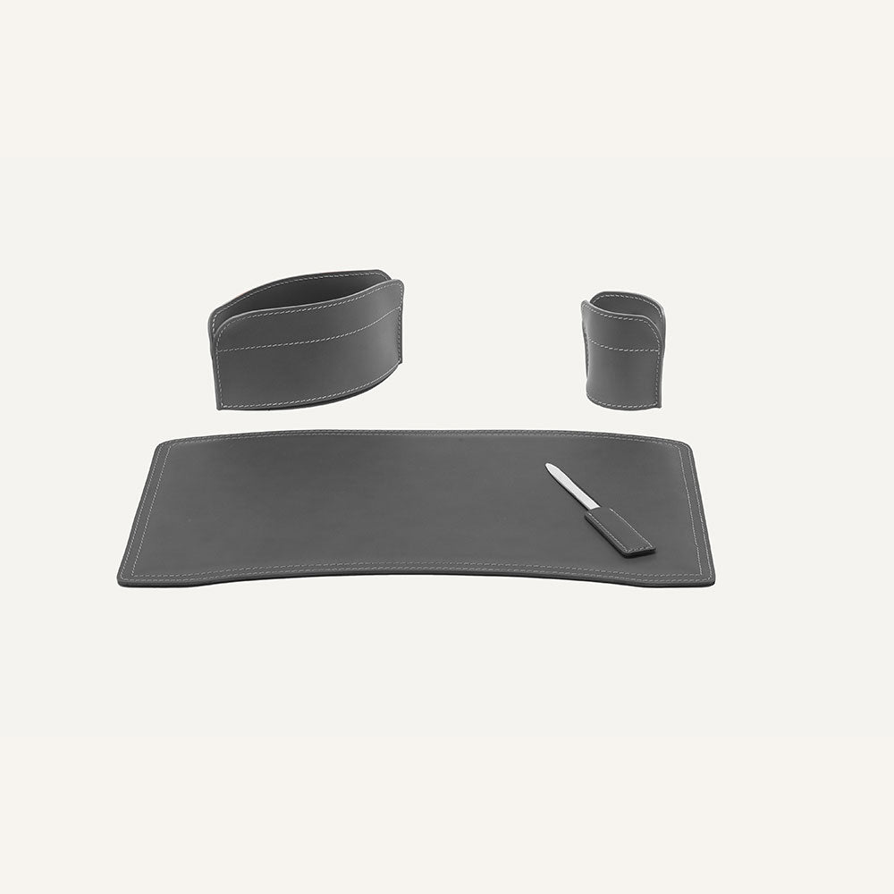 Set completo accessori da scrivania BRANDO 4pz. - Grigio