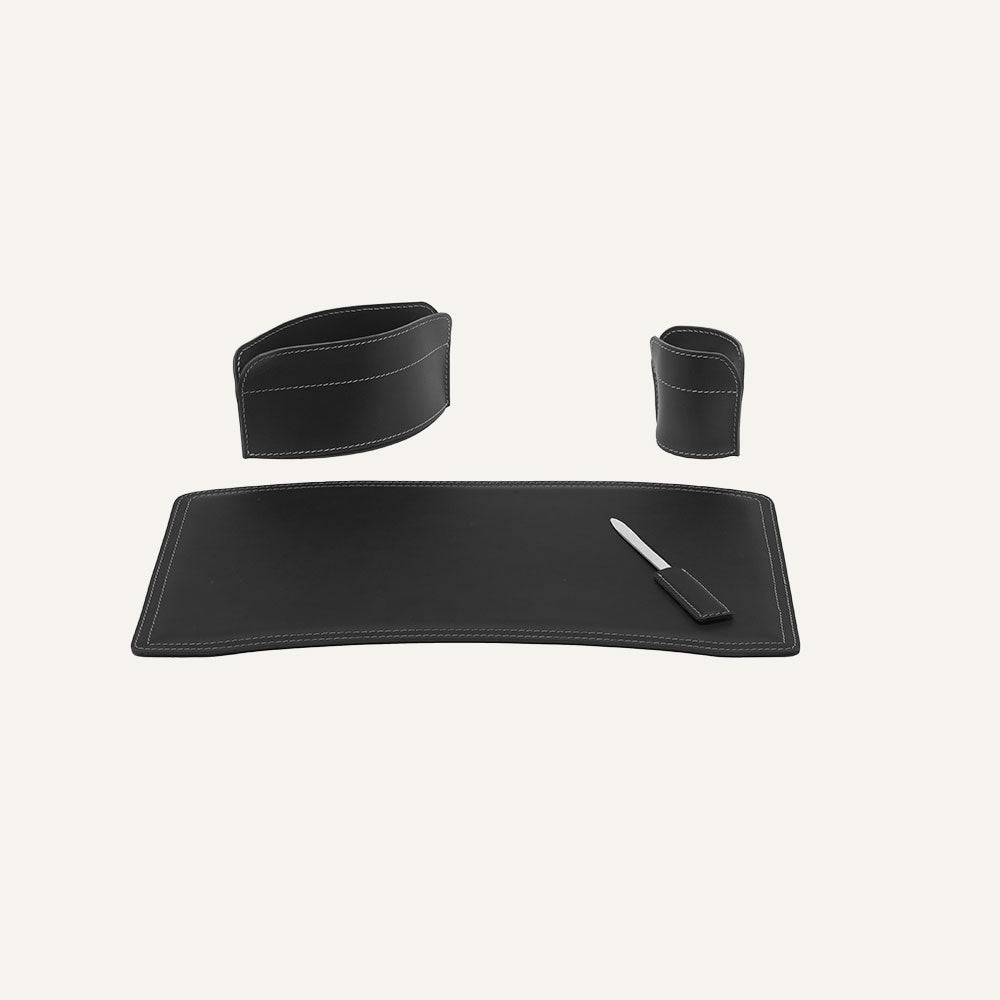 Set completo accessori da scrivania BRANDO 4pz. - Nero
