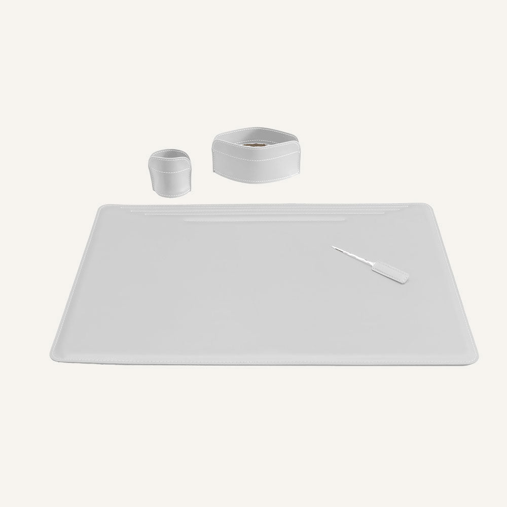 Maxi set scrivania in cuoio EBE 4pz. - Bianco