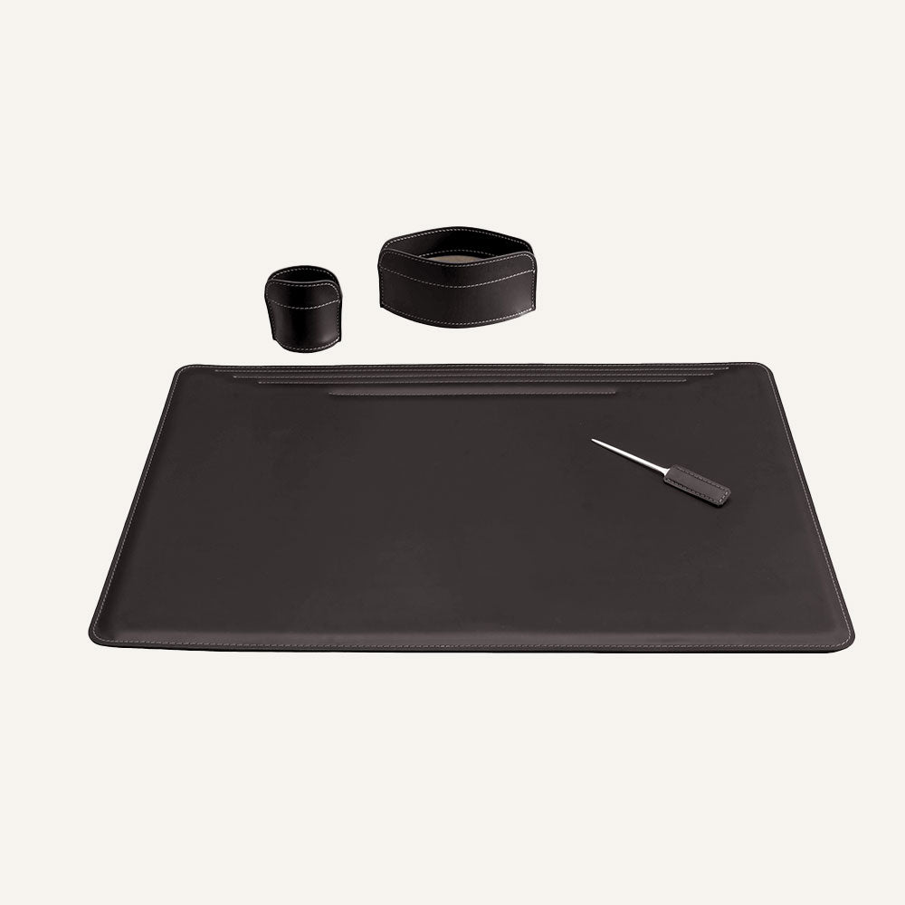 Maxi set scrivania in cuoio EBE 4pz. - Marrone scuro