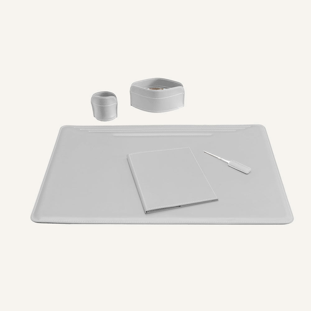 Maxi set scrivania in cuoio EBE 5pz. - Bianco
