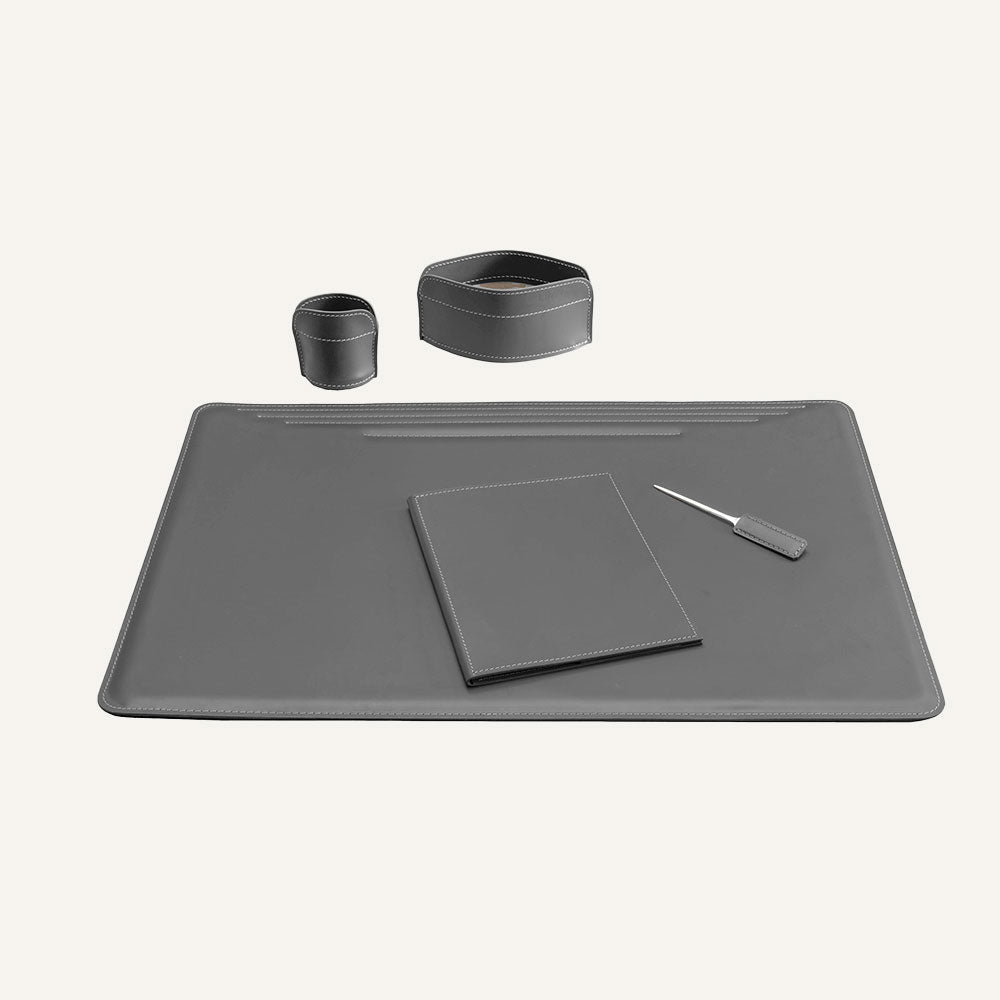 Maxi set scrivania in cuoio EBE 5pz. - Grigio