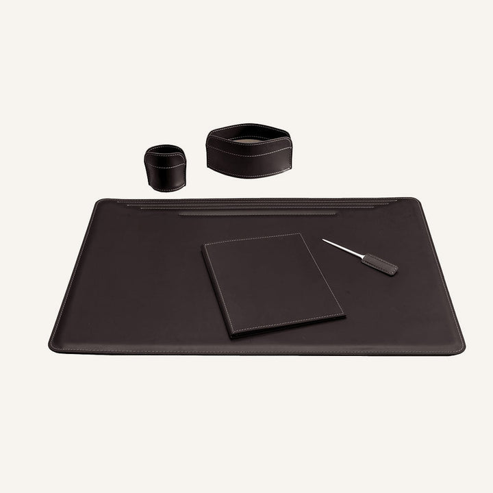 Maxi set scrivania in cuoio EBE 5pz. - Marrone scuro