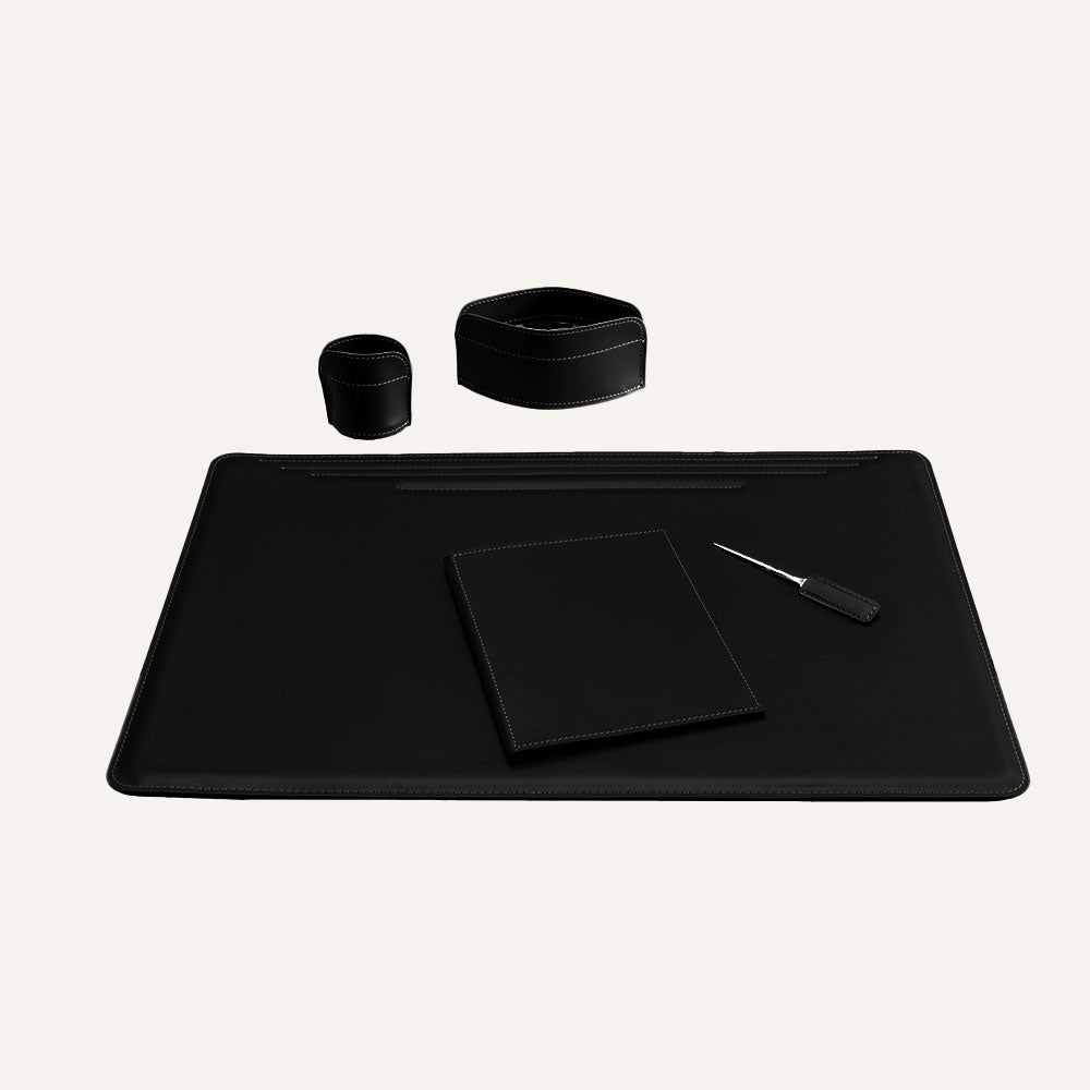 Maxi set scrivania in cuoio EBE 5pz. - Nero