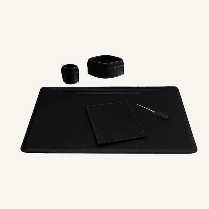 Maxi set scrivania in cuoio EBE 5pz. - Nero
