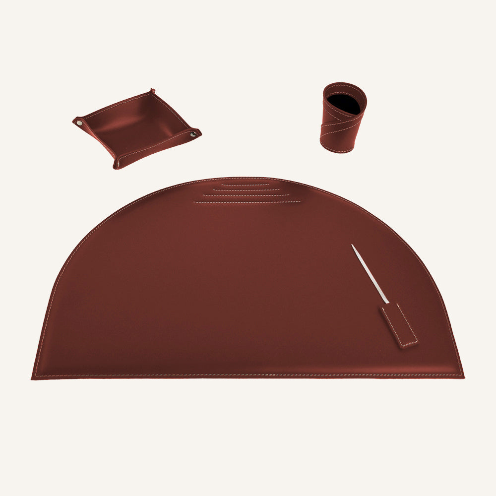 Originale set scrivania in cuoio MEDEA 4pz. - Bordeaux