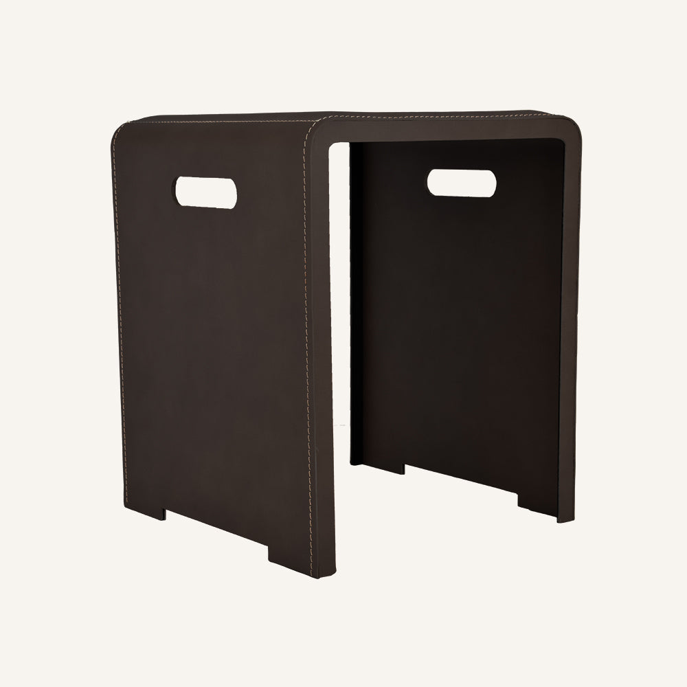 Sgabello di design acciaio e cuoio SGABY - Marrone scuro