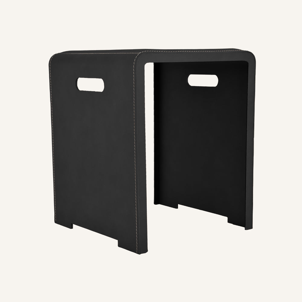 Sgabello di design acciaio e cuoio SGABY - Nero