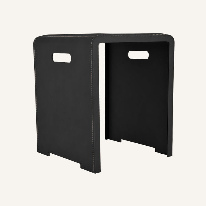 Sgabello di design acciaio e cuoio SGABY - Nero