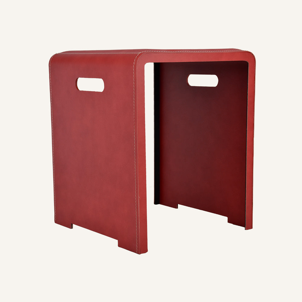 Sgabello di design acciaio e cuoio SGABY - Rosso