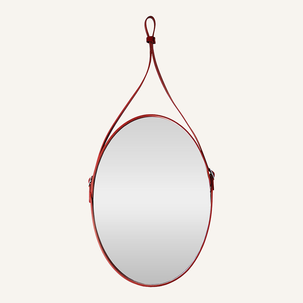Specchio ovale a muro IVANO - Rosso
