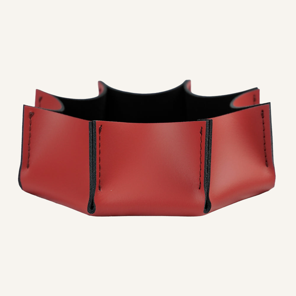 Svuotatasche elegante in Vera Pelle LEILUX - Rosso