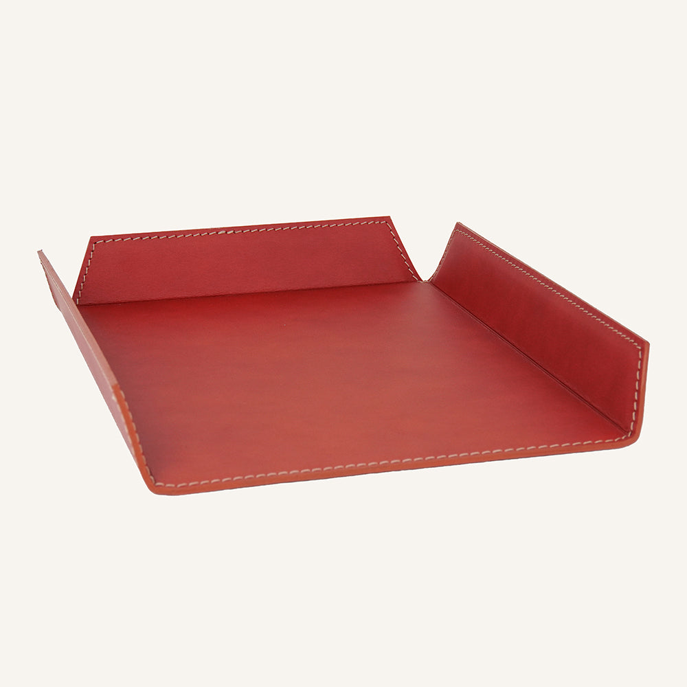 Vaschetta portadocumenti in cuoio LUCA - Rosso