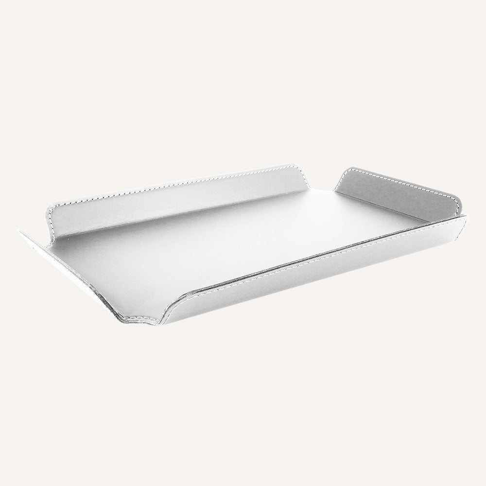 Vassoio di design in cuoio PLAIT - Bianco, 36 x 60 cm