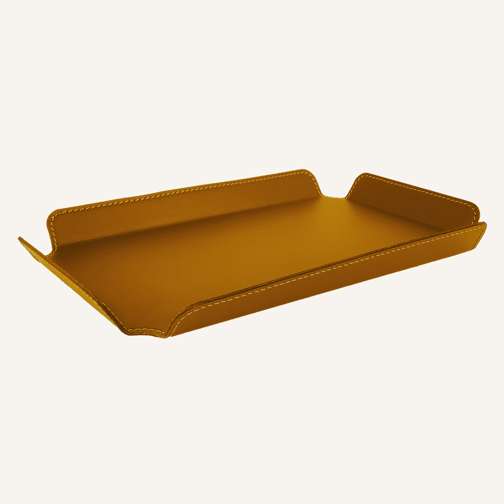 Vassoio di design in cuoio PLAIT - Giallo, 29 x 44 cm