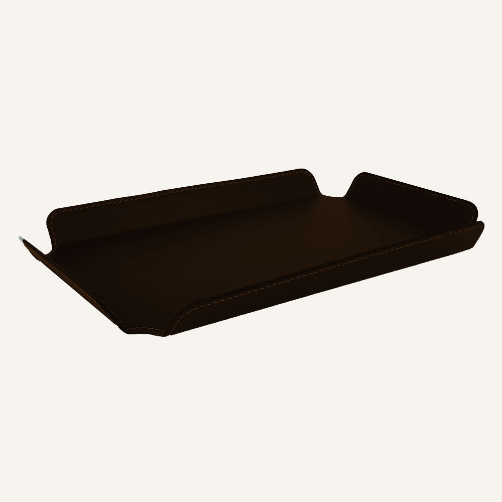 Vassoio di design in cuoio PLAIT - Marrone scuro, 36 x 60 cm