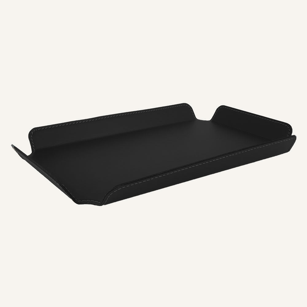 Vassoio di design in cuoio PLAIT - Nero, 36 x 60 cm