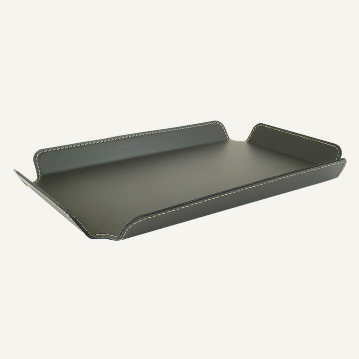 Vassoio di design in cuoio PLAIT - Tortora, 36 x 60 cm