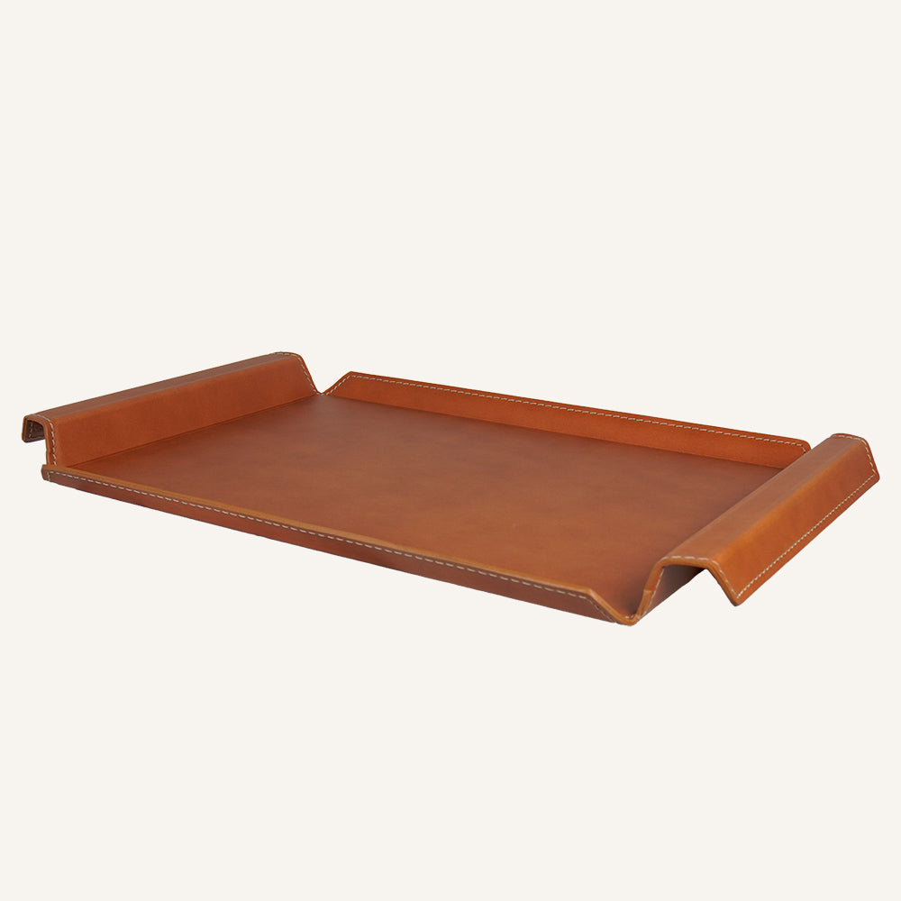 Vassoio di design in cuoio BENNY - Marrone