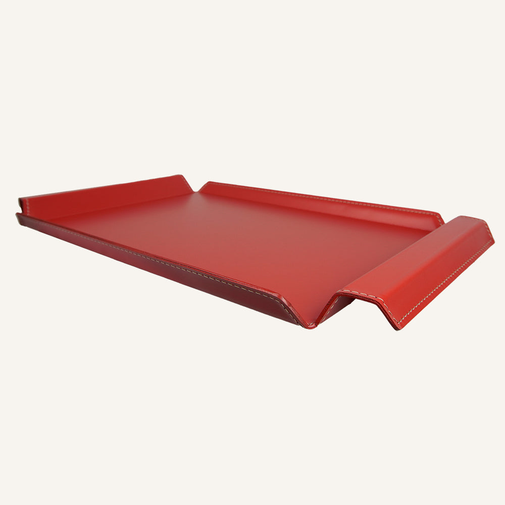 Vassoio di design in cuoio BENNY - Rosso