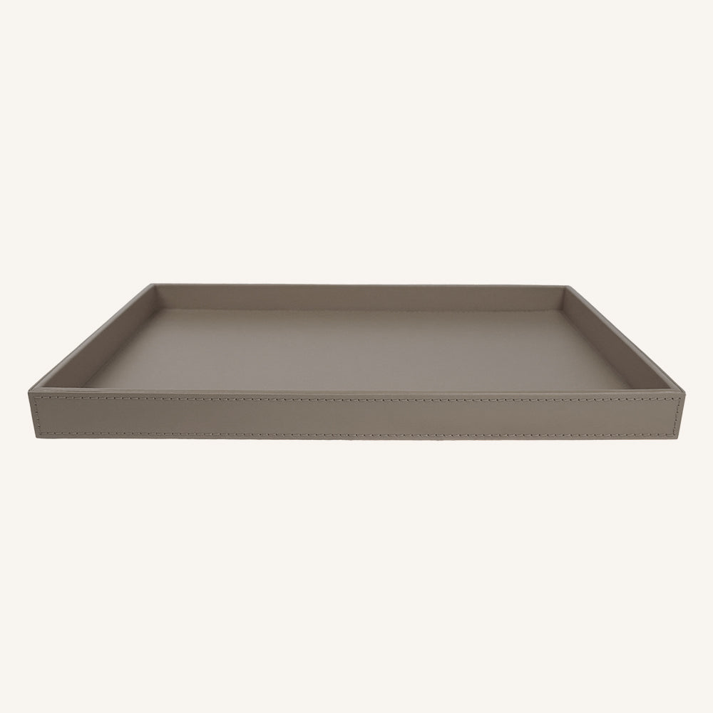 Vassoio rettangolare in Pelle ASTERIA - Grigio chiaro
