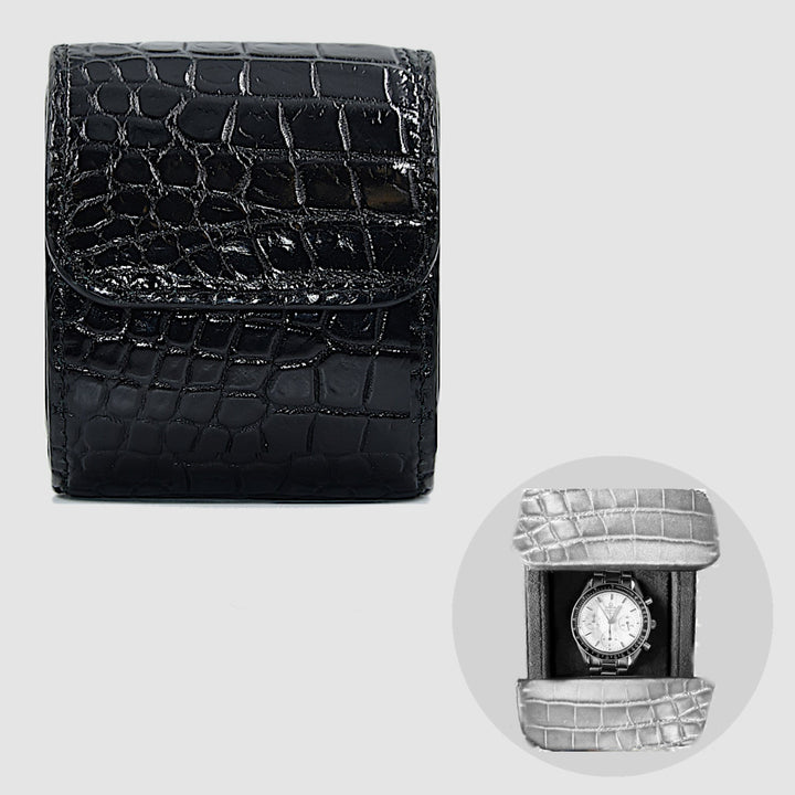 Portaorologio Watch Roll in Pelle di Coccodrillo Personalizzato 1 slot